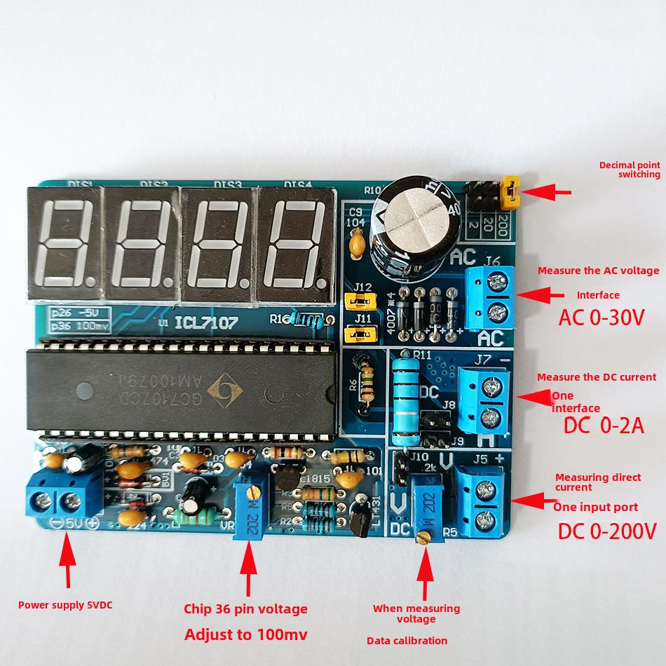 多功能交直流电压表DIY套件散件ICL7107电流表制作 数字电压表头