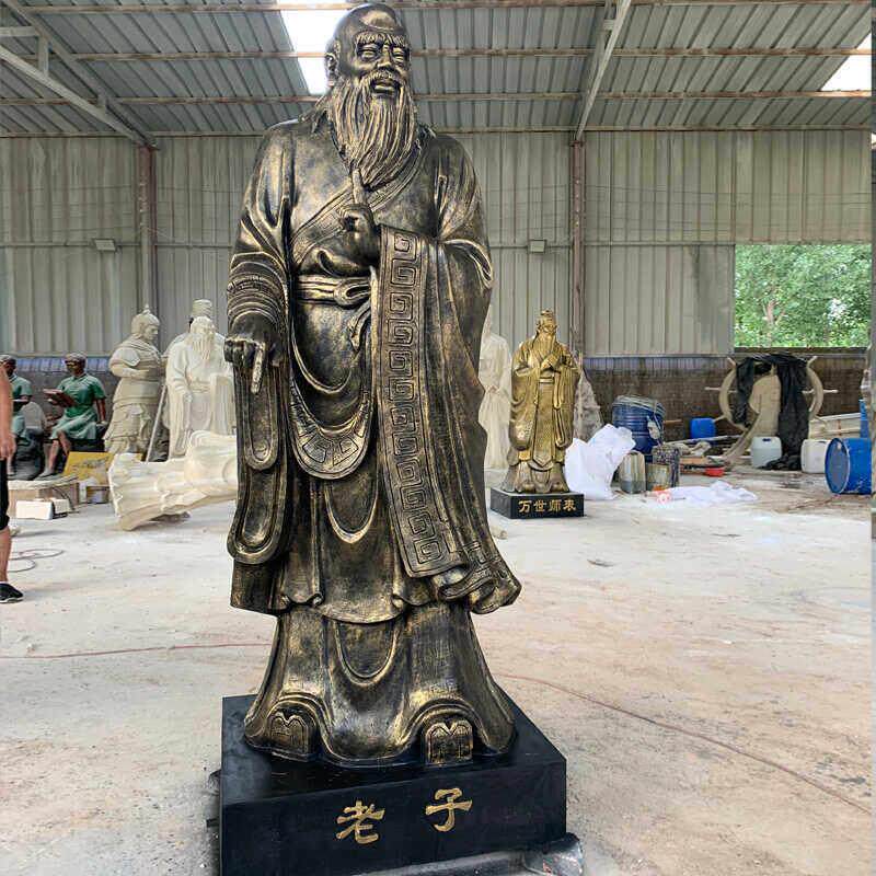 现货玻璃钢彷铜老子雕塑像古代人物孟子孔子人物站像雕塑户外园林