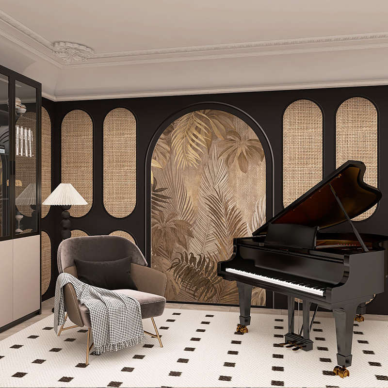 3Y复古南洋风壁纸卧室床头西餐厅沙发背景墙植物墙纸法式玄关墙布