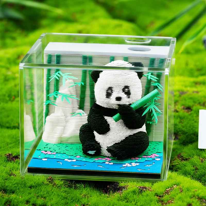 3D立体文创纸雕靠背国宝大熊猫日历便利贴摆件创意可爱生日节日礼物