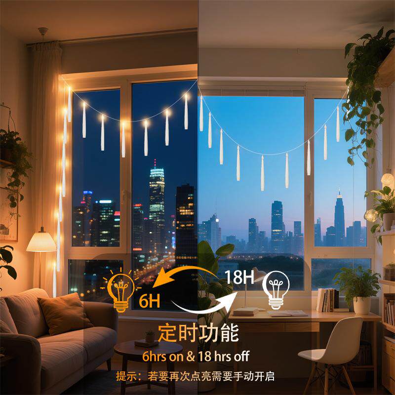 亚马逊新款LED蜡烛灯悬挂定时电子蜡烛灯串蜡烛 户外露营氛围灯串