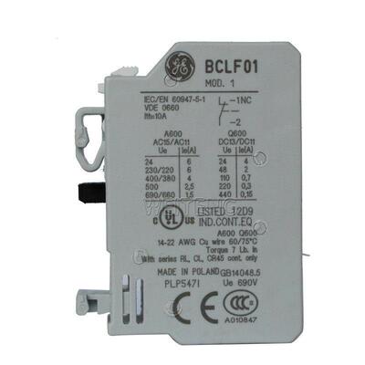 GE通用 BCLF01 接触器辅助接触点顶装1NC 常闭触头 104701 原装正