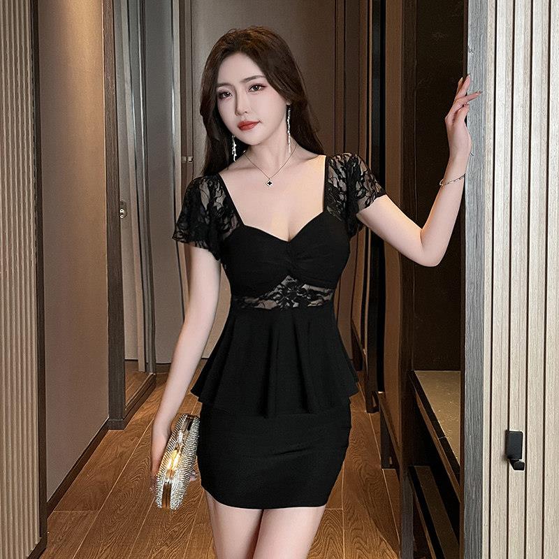 浴场按摩工衣性感低胸桑拿连衣裙遮肚显瘦大码女装足浴技师工作服