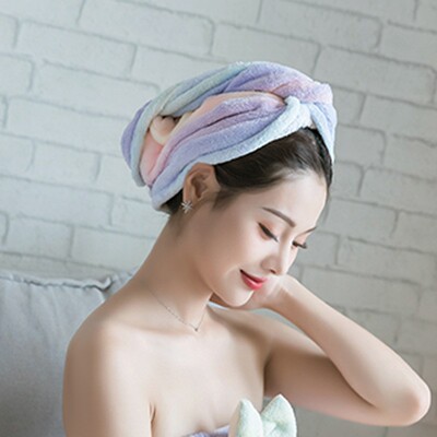 彩虹干发毛巾女干发帽家用三角帽可爱速干吸水