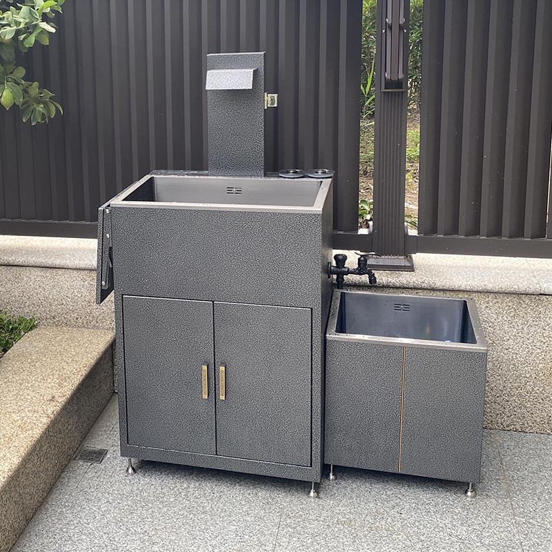 户外洗手盆庭院立柱瀑布洗手池现代不锈钢室外台盆阳台院子拖把池