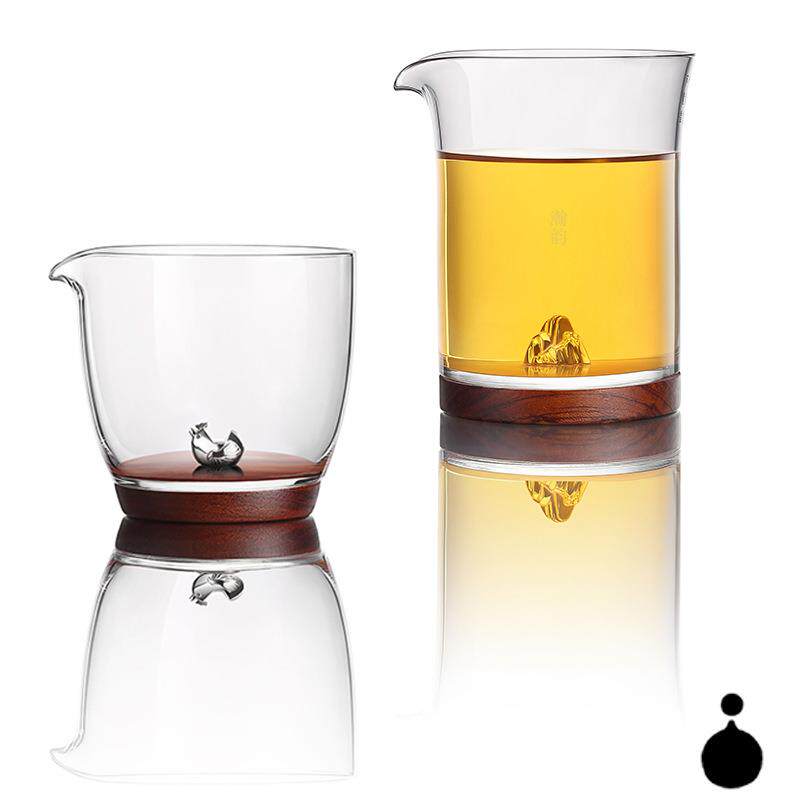 不觉堂耐热玻璃公道杯纯手工内银饰可移动玻璃茶具公杯