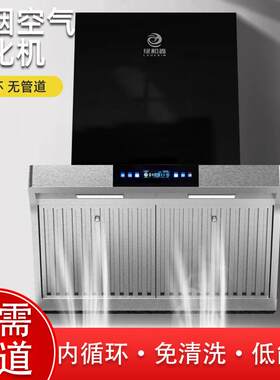 跨境油烟机家用厨房大吸力侧吸式无烟管内循环免清洗净化一体机