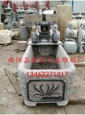厂家直供石雕鱼缸 青石仿古石雕鱼缸 石雕花盆  室内庭院流水摆件