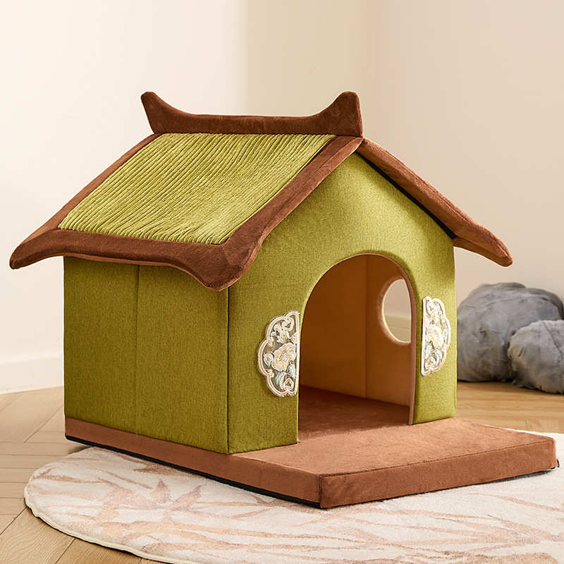 四季猫猫窝厚保暖屋猫咪封闭可垫拆洗房别墅窝猫冬季通用古风猫款
