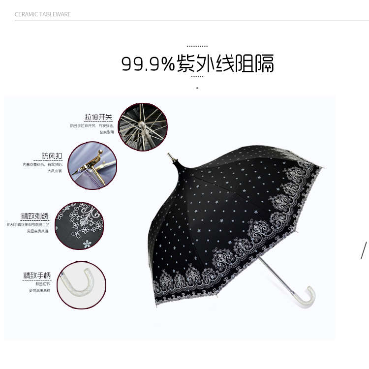 【便宜出 微瑕疵】宏达防紫外线高端刺绣抗风太阳遮阳防晒伞