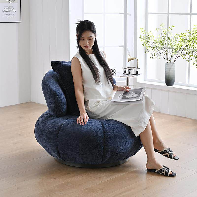 懒人沙发椅卧室阳台客厅绒麻布艺面料休闲椅单人沙发网红款南瓜椅