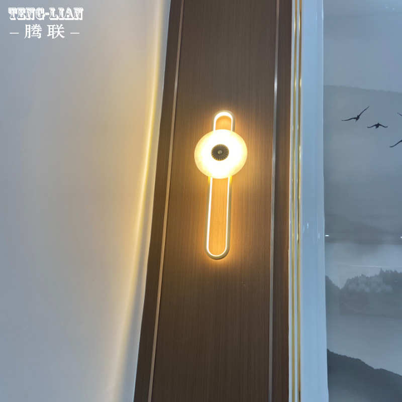 现代云石全铜壁灯卧室床头灯别墅门口楼梯简约壁灯房间过道壁灯具