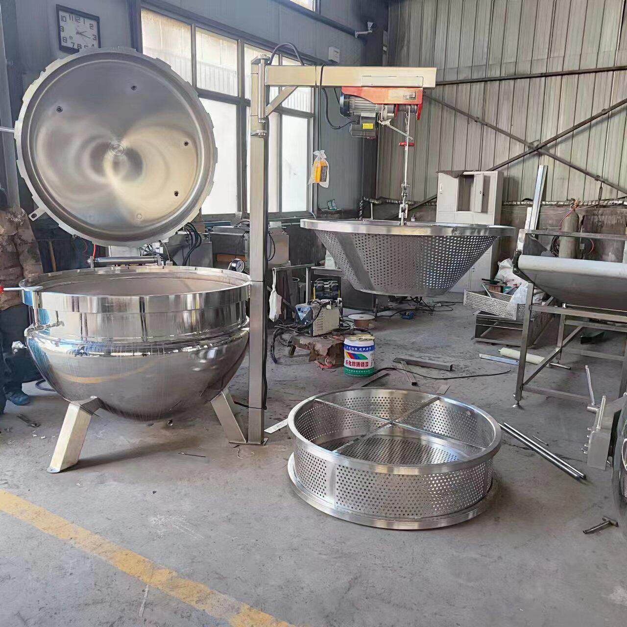 温肉制品蒸煮锅 可倾带内框粽子加工压蒸煮锅全套流水线设备