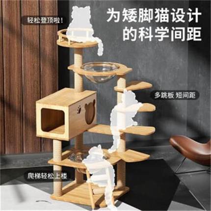 矮脚猫爬架猫窝猫树一体跳台曼基康短脚短腿专用猫抓板猫架子家用