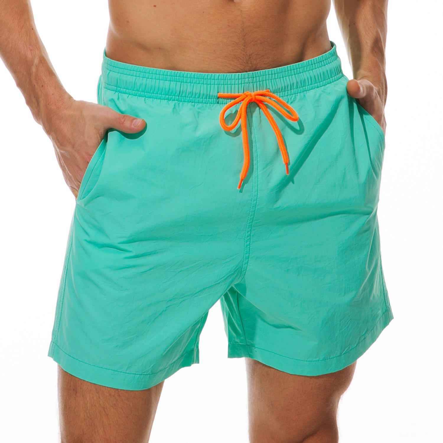 Solid and 4-Quarter Beach Trunks Swim with Pockets Casual