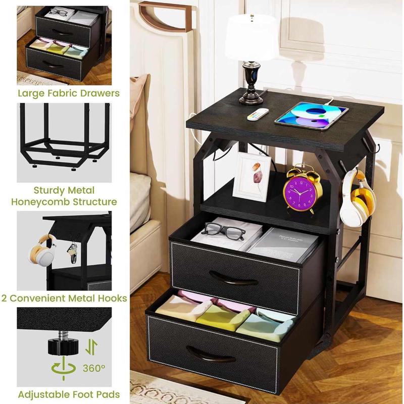 简约现代小型家用卧室客厅置物架高级感带抽屉床边柜