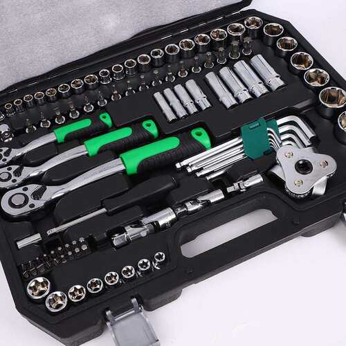 新款121件套多功能棘轮扳手多型号套筒组合五金工具汽修组套工具