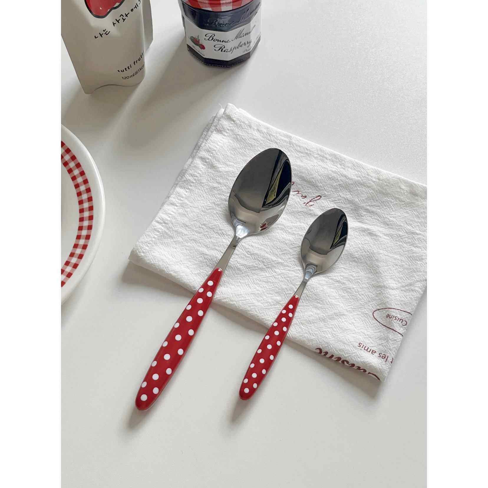 in可爱的圆点甜点勺西餐高档甜点下午茶勺红色高档餐勺,餐饮具,西餐勺,淘宝优惠券,粉丝福利购,淘宝优惠卷