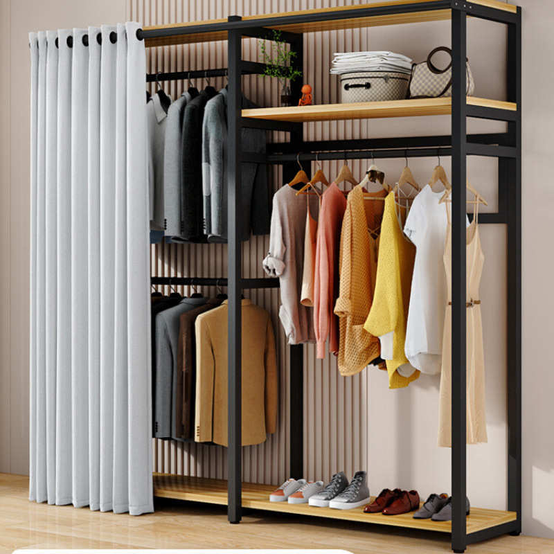 挂衣架落地卧室衣帽架置物架步入式衣帽间简易钢架组合开放式衣柜