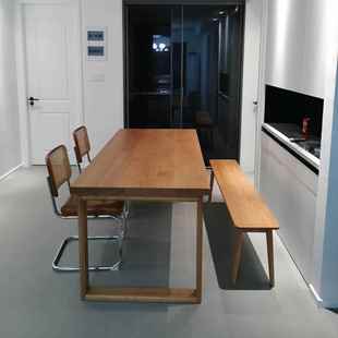 严选实木wyy20250餐式 桌蜡木长桌日大板桌比恩家用樱桃木饭白桌简