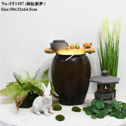 创意树脂室内流水摆件禅意循环水新中式庭院餐厅松树仿真绿植造景