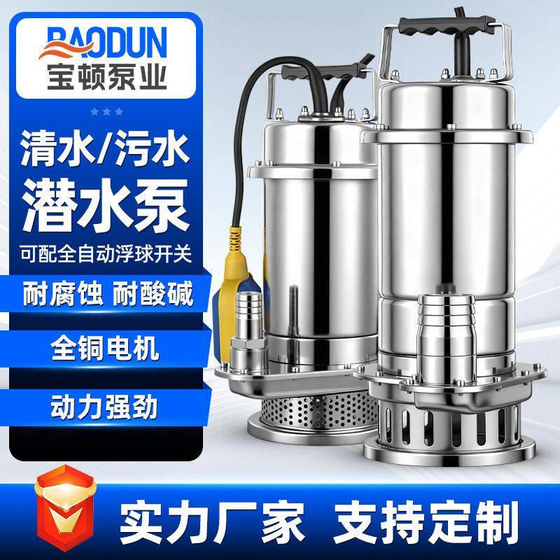 潜水泵220v家用井水小型扬程不锈钢一寸自动抽水泵两相电污水泵