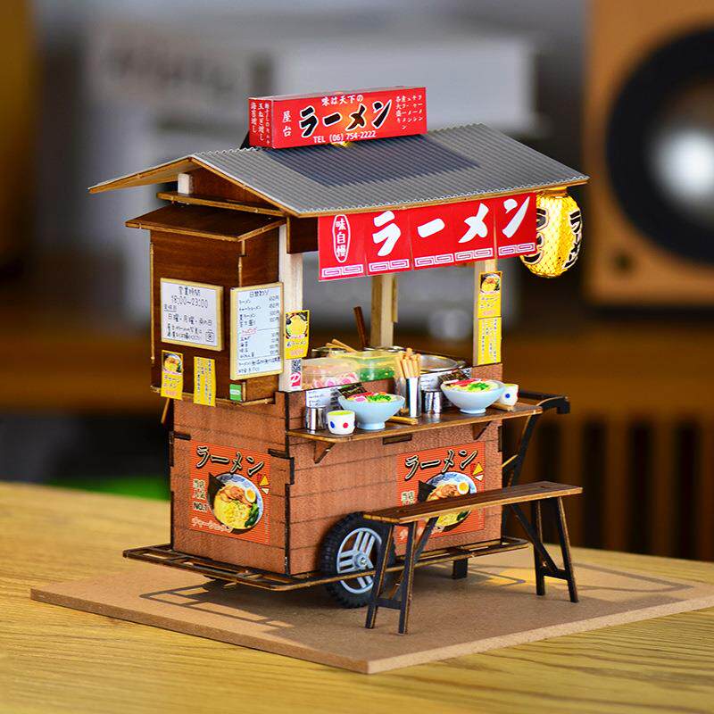 diy小屋手工制作木质食玩场景dollhouse娃娃屋配件日式拉面