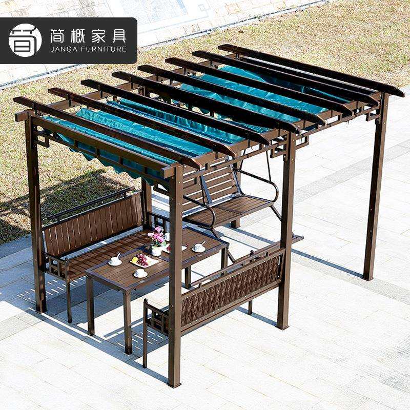 户外葡萄架凉亭吊椅室外秋千庭院别墅桌椅花园公园休闲防腐木亭子