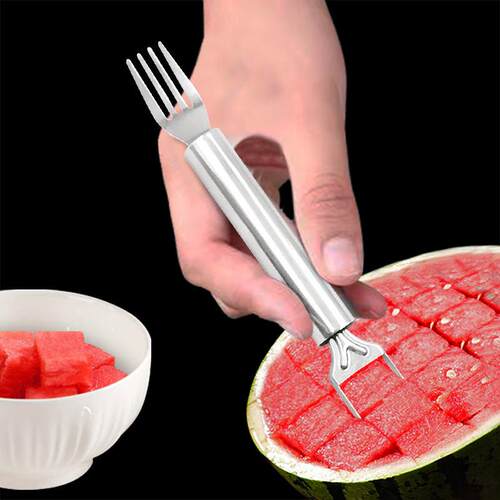 Dual-Head Stainless Steel Watermelon Dicer and Slicer, 2-in-