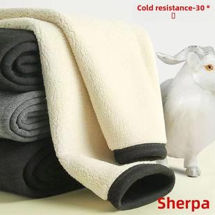 护腰护膝毛绒男裤 清仓特卖800g羊羔绒加绒一体保暖裤 中老年打底裤