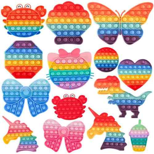 扣洞洞婴儿玩具网红彩虹按按乐儿童捏捏硅胶手指减压板益智男女孩