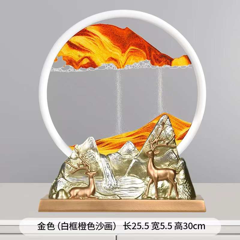 现代桌面创意3D沙漏流沙画摆件玄关书房客厅办公室店铺茶室装饰品图片