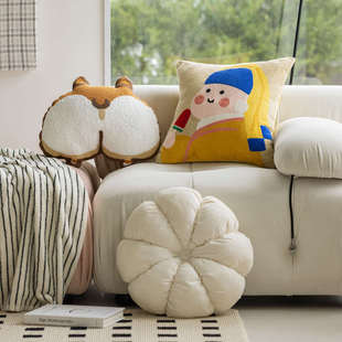 沙发刺绣可爱靠垫卡通少女屁屁心飘枕抱阳台基 窗靠枕柯枕套客厅