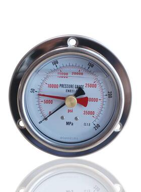 供全钢耐震高压表充油超高压力表轴向带前边YBN100ZT 250MPA 9/16