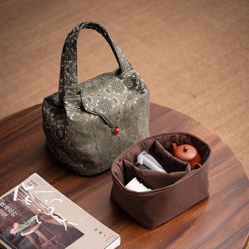 茶具旅行收纳包可携式手提布袋蒲井纹如意茶事包功夫多格茶具包