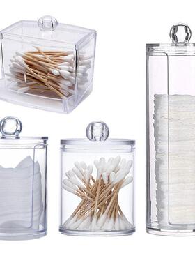 Acrylic Storage Box Makeup Cotton Swab Container Round Plast