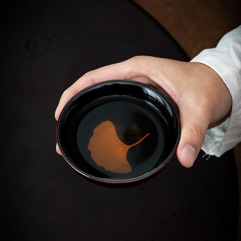 吉州窑铁胎木叶天目盏主人杯单杯景德镇个人杯功夫茶具建盏茶杯