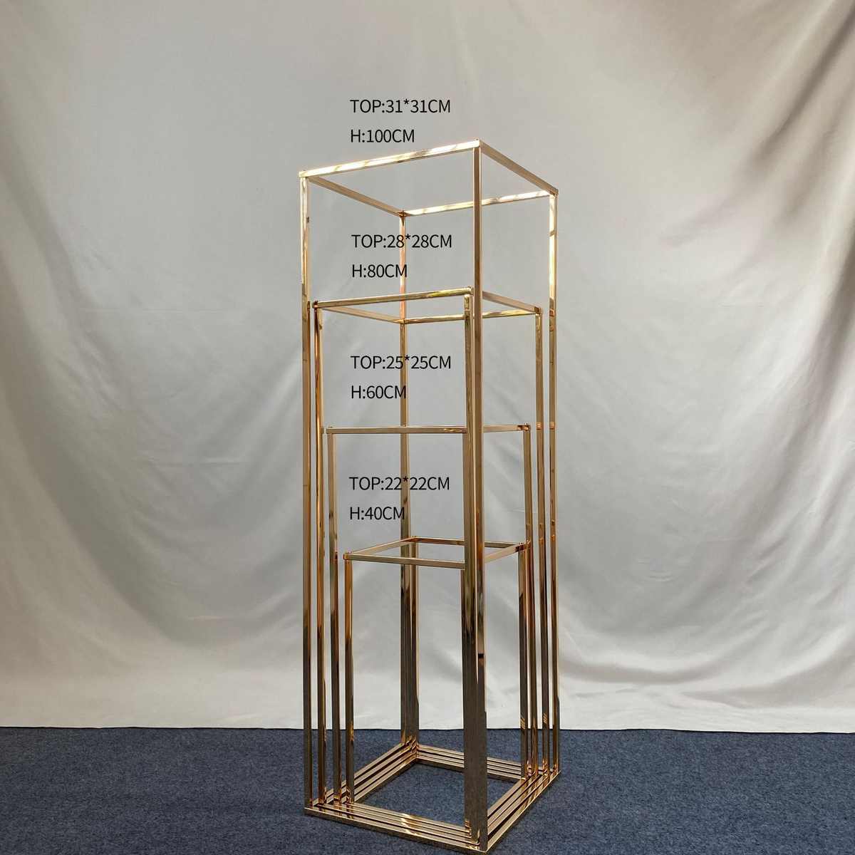 金色铁电镀艺节庆引台几背景用品t方框花架何路 道具装饰婚庆