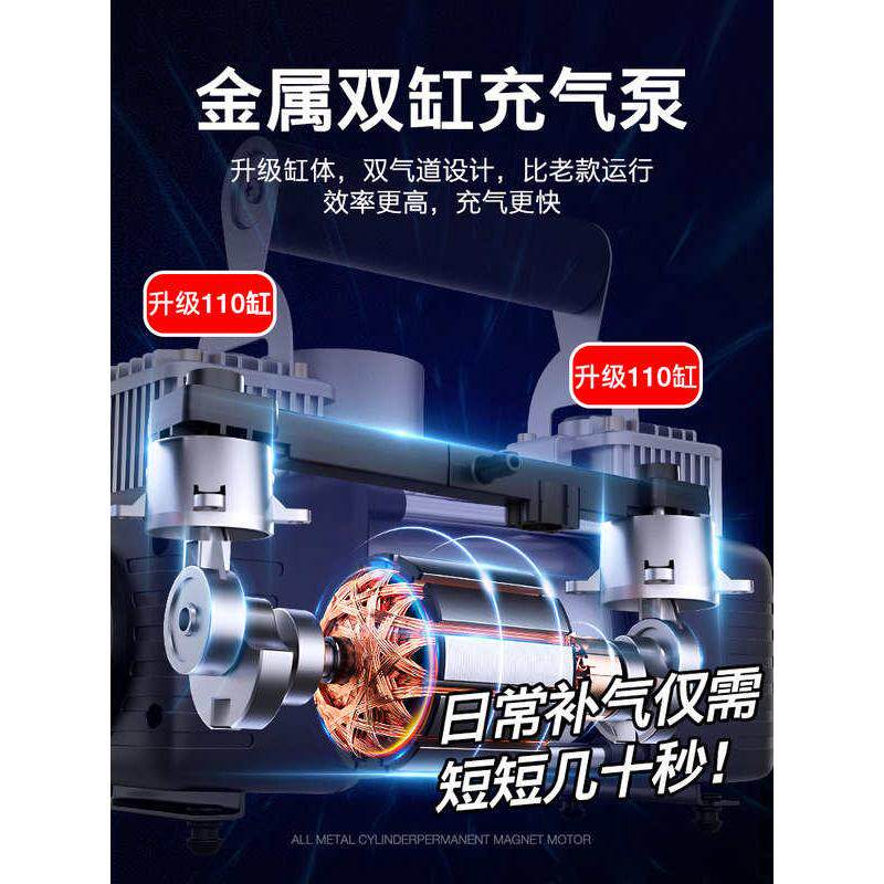 车载充气泵小轿车便携式汽车用轮胎12v大功率电动双缸打气泵厂家
