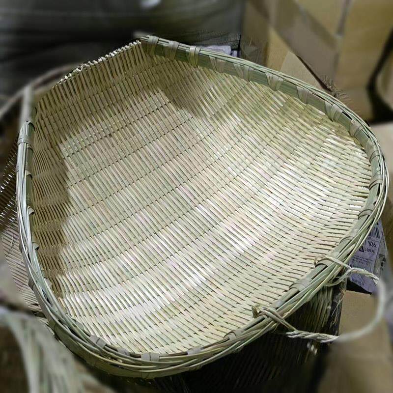 竹编制品筲箕采摘蔬菜收纳筐簸箕农家家用淘米洗菜盆沥水筐圆形