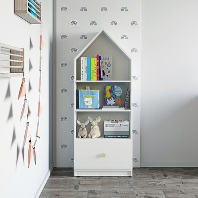 高档可斗比熊济儿童衣柜实木书架简约现代经型柜简易衣卧橱室收纳