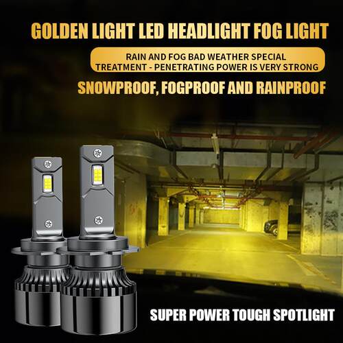 跨境现货汽车led大灯M5黄金光H7 H11 9005 9006 9012 LED汽车头灯