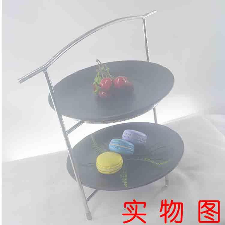 不锈钢二层冷餐架餐厅桌面摆台酒店小吃架创意茶歇甜品架蔬果架