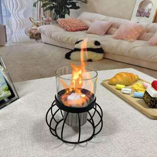 饰火盆桌面火炉小火炉小室内 跨境酒精壁炉真火焰取暖炉装