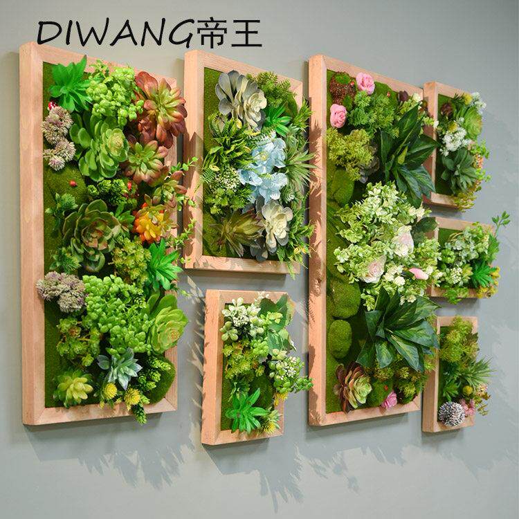 彷真多肉绿植装饰框北欧植物壁挂墙壁装饰立体挂墙绿植背景墙鹿头