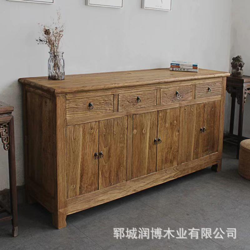老榆木餐边柜实木斗柜家具中式抽屉储物柜榆木收纳柜客厅边柜