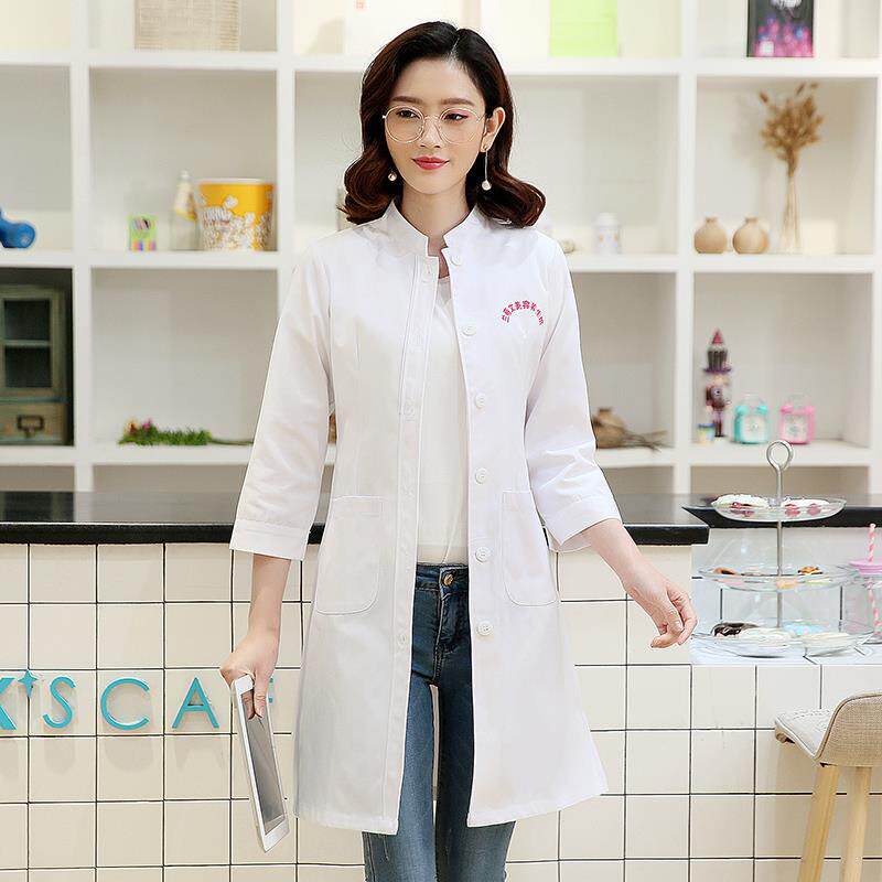 新款2院09美容师工作服秋装医生服美容工袖作服长女美1容护士服七