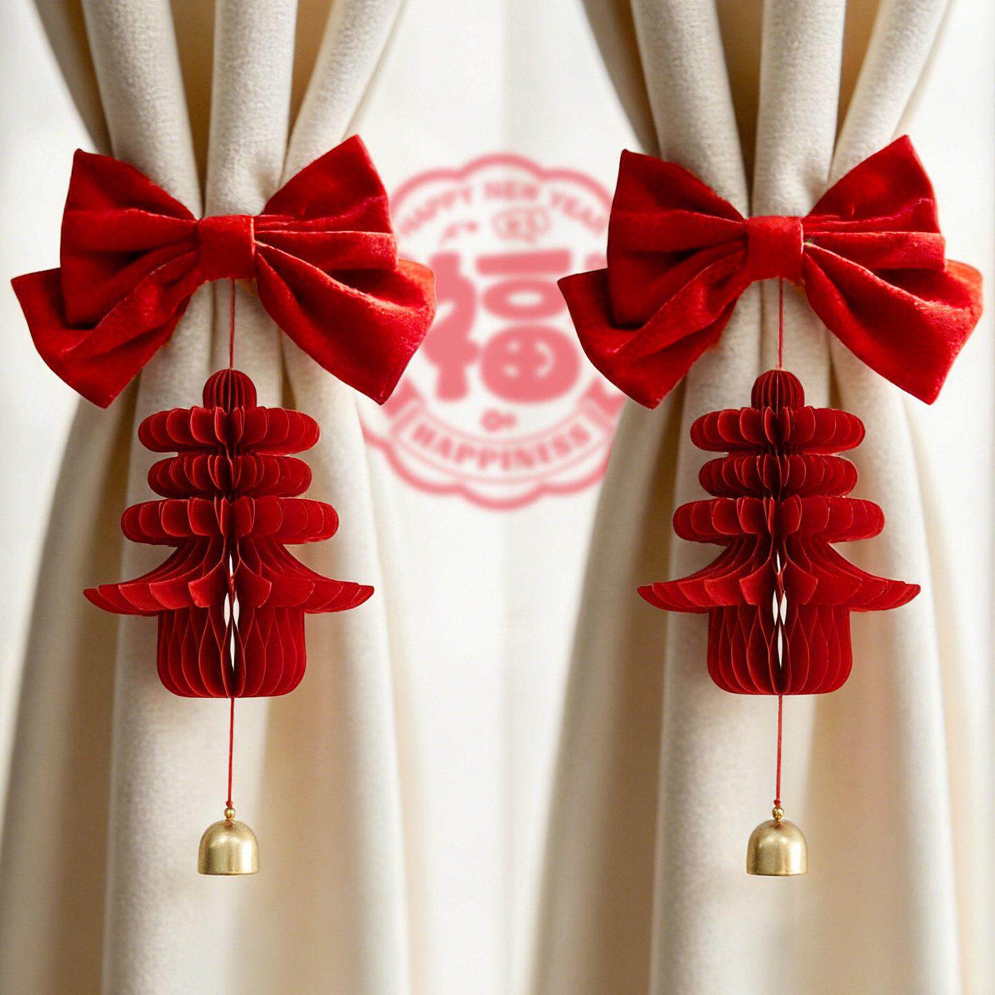 2026新年窗帘绑带春字挂件饰氛围布置过马年春节室内家庭里装饰品 - 实物图