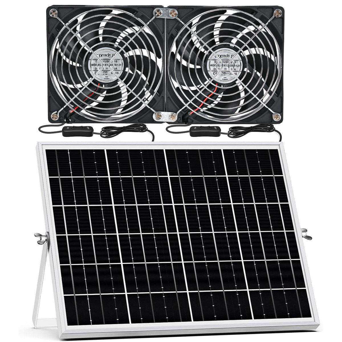 12025太阳能散热风扇12V3000转户外便携散热宠物屋太阳能排气扇