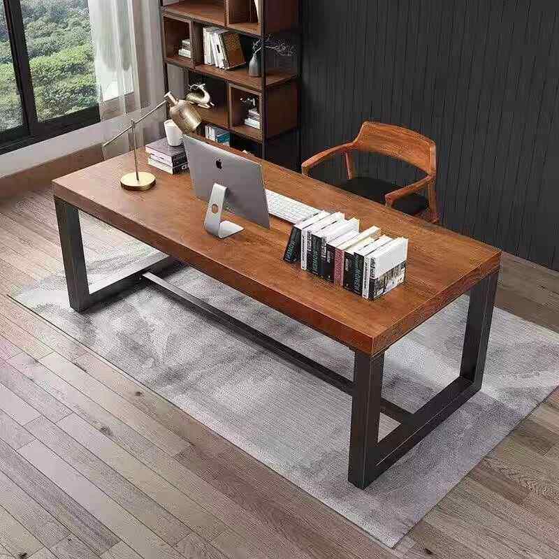 现代简约书桌实木电脑台式桌家用桌子租房学生写字办公桌椅组合